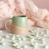 Cotton Candy mug in pale pink and mint green