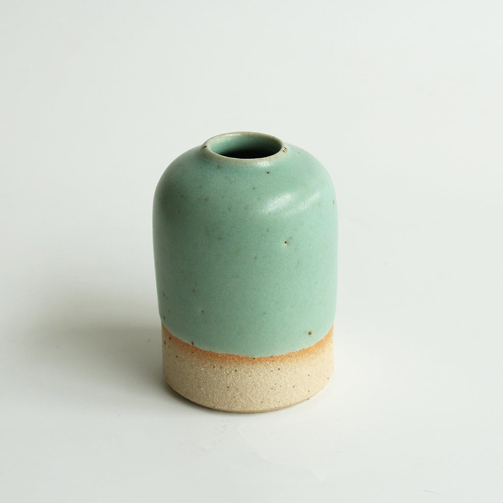 handmade small bud vase mint green