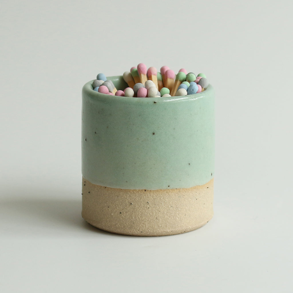 Mint Green match pot with pastel matches