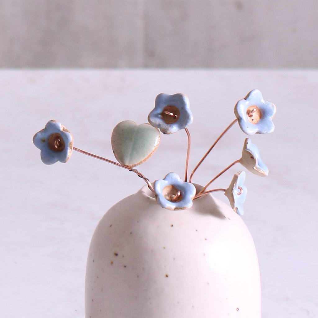 Forget-Me-Not Ceramic Flower Bouquet