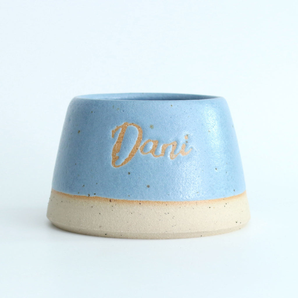 'Dani' Cornflower Blue personalised dog bowl