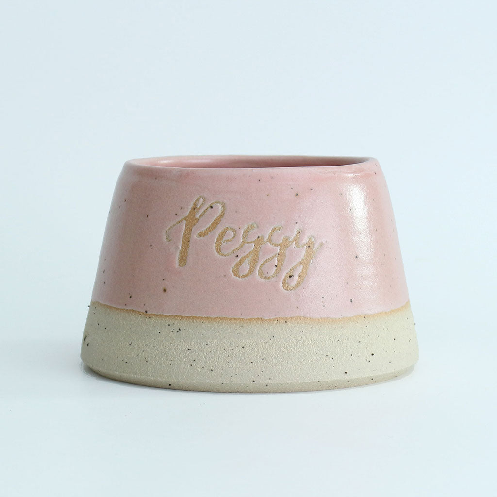 'Peggy' Pale Pink personalised dog bowl