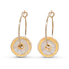 Crystal clear glass circular gold fill small hoop earrings outlined in gold lustre