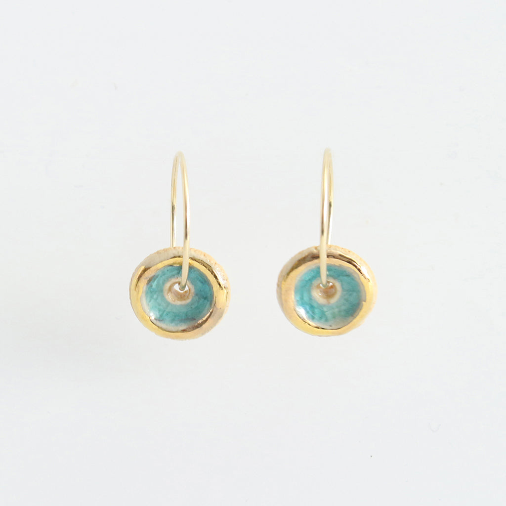 Turquoise Pool Gold Fill Small Hoops - Habulous