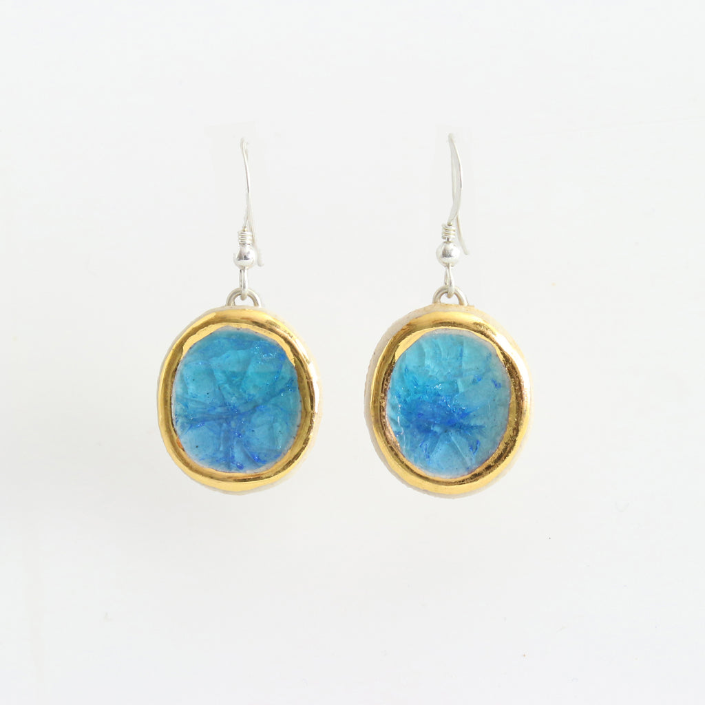 Turquoise Blue Lagoon Oval Drop Earrings - Habulous