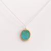 Emerald Turquoise Lagoon Oval Sterling Silver Pendant - Habulous