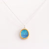 Turquoise Blue Lagoon Oval Sterling Silver Pendant - Habulous