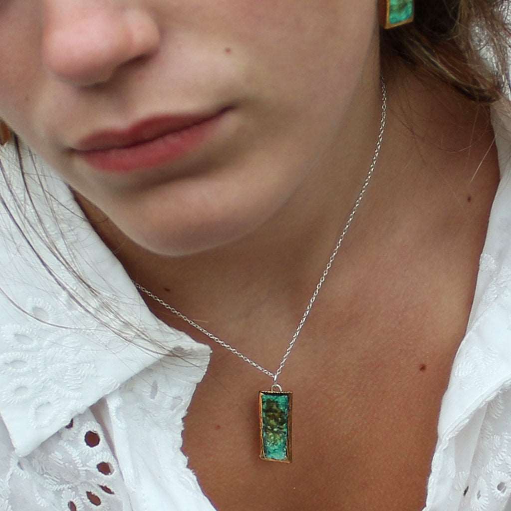 Emerald Reef Small Drop Sterling Silver Pendant - Habulous
