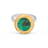 Emerald reef glass small round sterling silver adjustable ring gold lustre