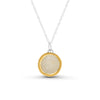 Crystal clear glass small round sterling silver necklace outlined in gold lustre