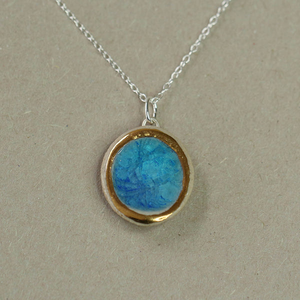 Turquoise Blue Lagoon Oval Sterling Silver Pendant - Habulous