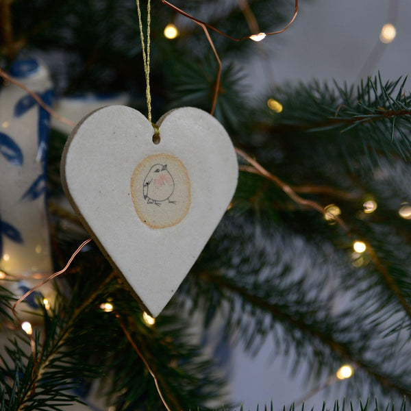 Christmas Heart Illustrated Hanging Decoration - Habulous