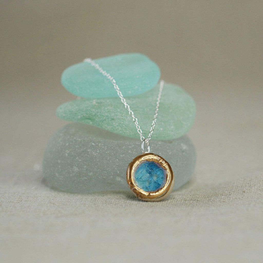 Small blue sale stone necklace