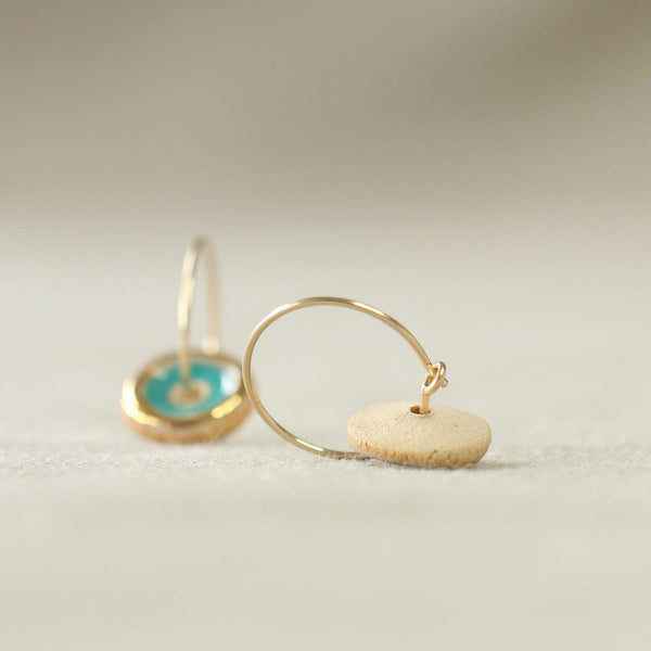 Turquoise Pool Gold Fill Small Hoops - Habulous